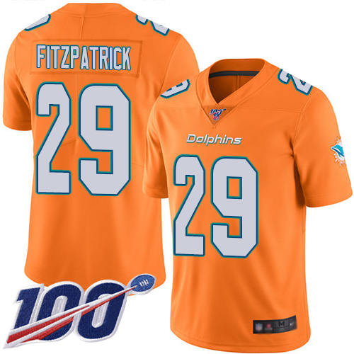 Nike Miami Dolphins #29 Minkah Fitzpatrick Orange Youth Stitched NFL Limited Rush 100th Season Jersey
